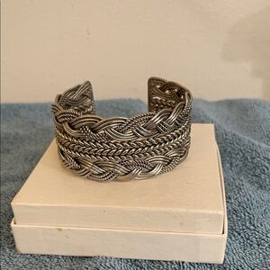Braided Silver-Tone Cuff Bracelet